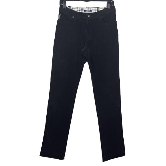 Burberry Corduroy Pants Black Nova Check Side Stripe Size 6 - Picture 1 of 12
